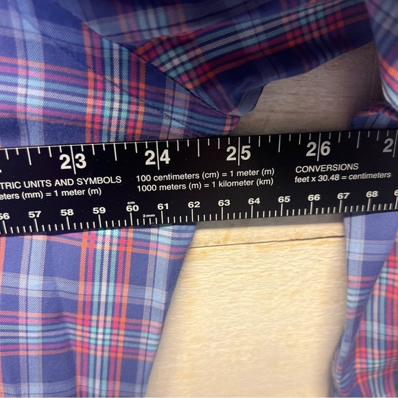 Peter Millar Plaid Button Up Shirt Mens Size Large Blue Pink Pocket - Picture 11 of 11